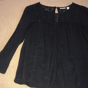 Black lace long sleeve shirt